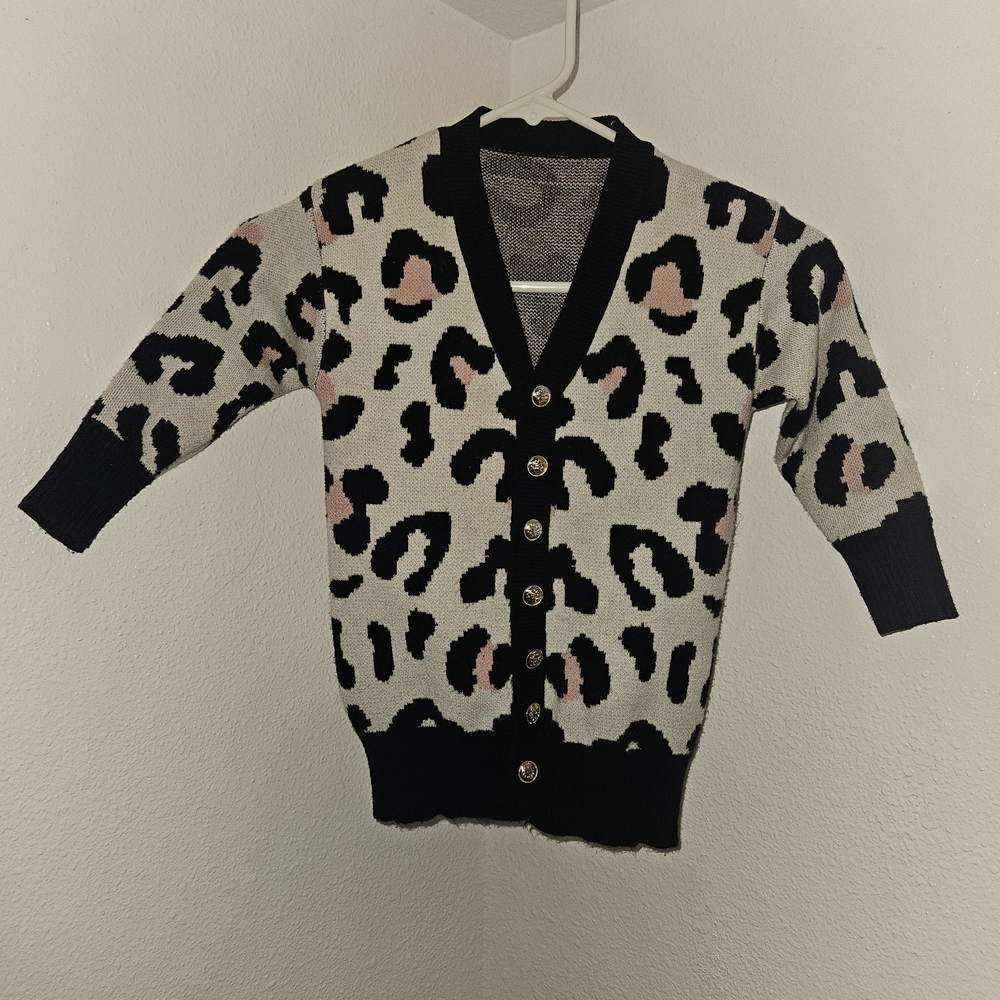 Pink & Black Leopard Print Cardigan | 4T